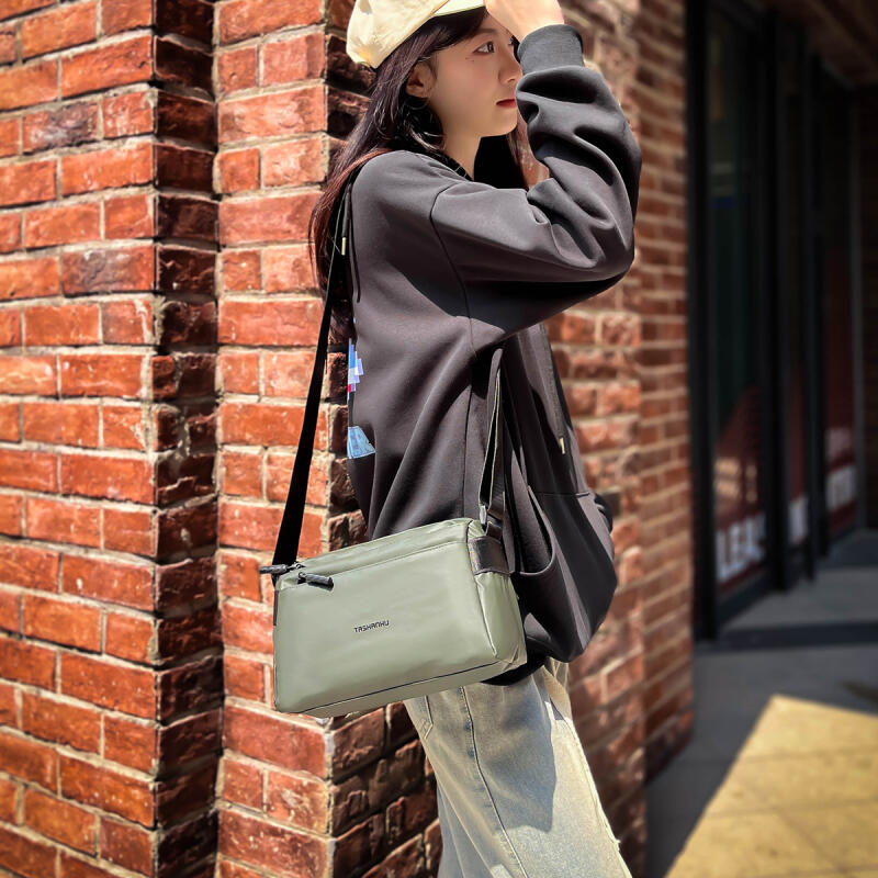Lightweight Nylon Multi-Layer Shoulder Bag Commuter Crossbody Bag
