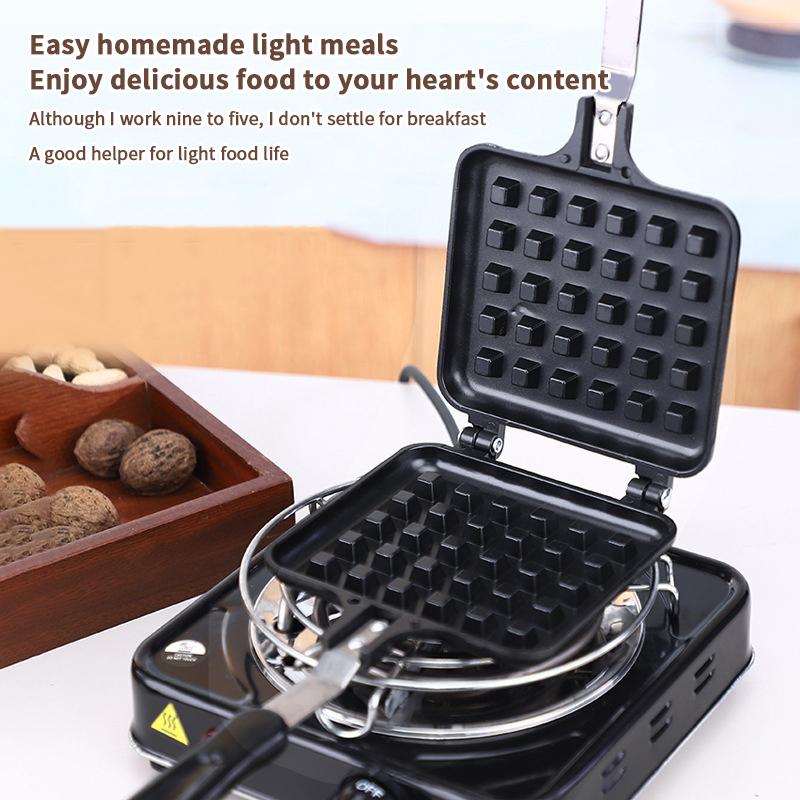 Breakfast Waffle Cake Baking Maker Pan Bubble Egg Pan Nonstick Bread Toast Frying Pan Double Side Kitchen Cooking Tool Portable