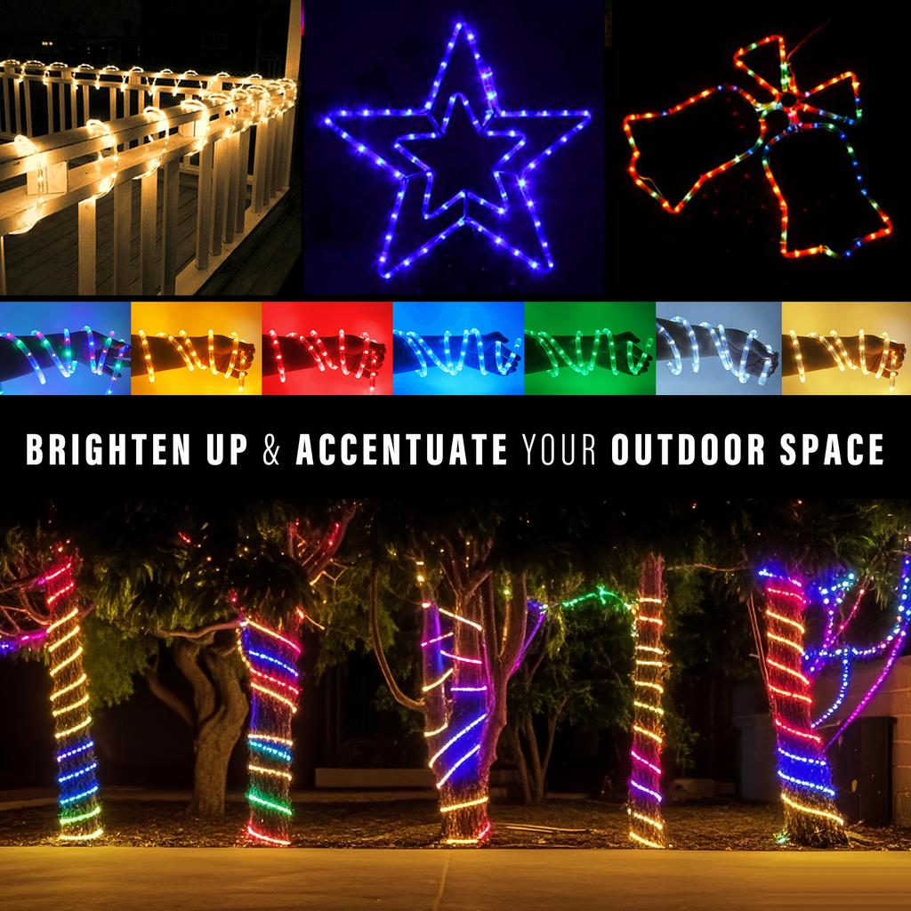 110V 220V LED Strip Light 360 Round Rainbow RGB Neon Tube Light Flexible LED Tape Rope 8 Modes Waterproof Stripe Lamp Christmas