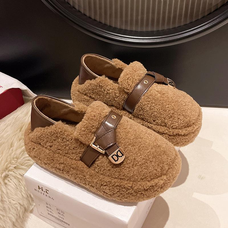 

Mao Mao slippers women wear Internet celebrities 2024 autumn and winter new lazy versatile thick bottom bag head warm cotton slippers explosion 40 хакі