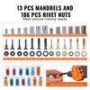 SucceBuy Rivet Nut Tool Rivnut Tool Kit Metric and SAE Mandrels 70PCS/186PCS Rivet Nuts With Rugged Carrying Case