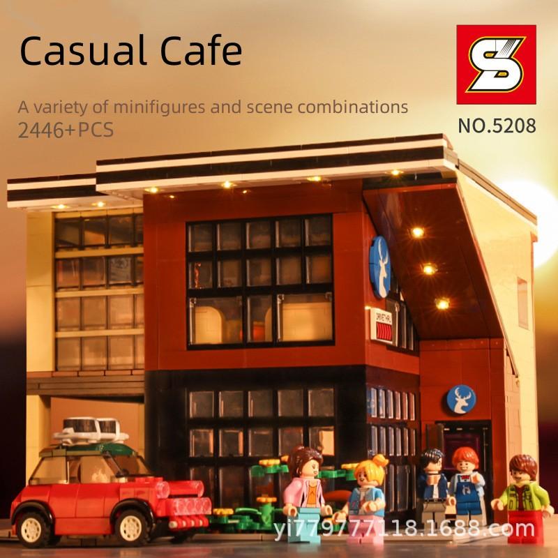 

SZ-5208 Детские собранные и вставленные строительные блоки Lucky Cafe Restaurant Креативное освещение Street View Архитектурные развивающие игрушки