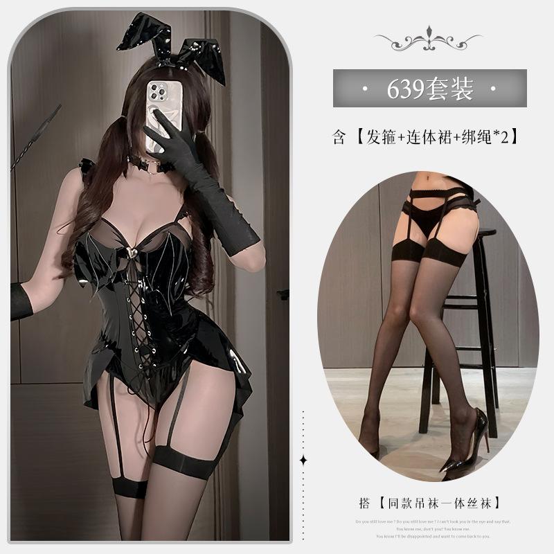 Xianyi Sexy Lingerie Sexy One-piece Patent Leather Bunny COS Uniform Halloween Little Devil Play Set 639