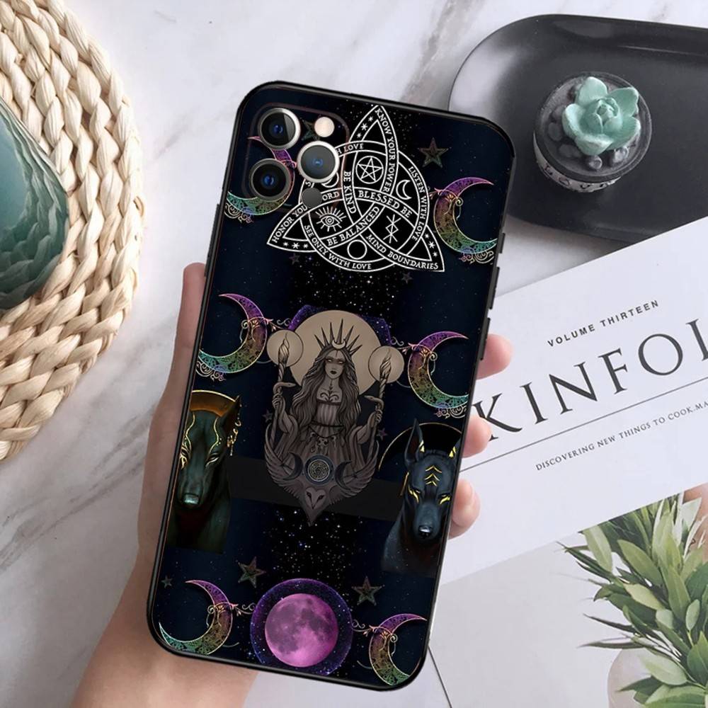 Occult Witchcraft Moon Gothic Witch Phone Case For iPhone 16,15,14,13,12 Mini 11 Pro XR,X,XS,MAX 7,8 Plus Cover Soft Black