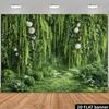 Lush Garden Banner with Hanging Vines and Floral Accents Photo Booth Background Cloth