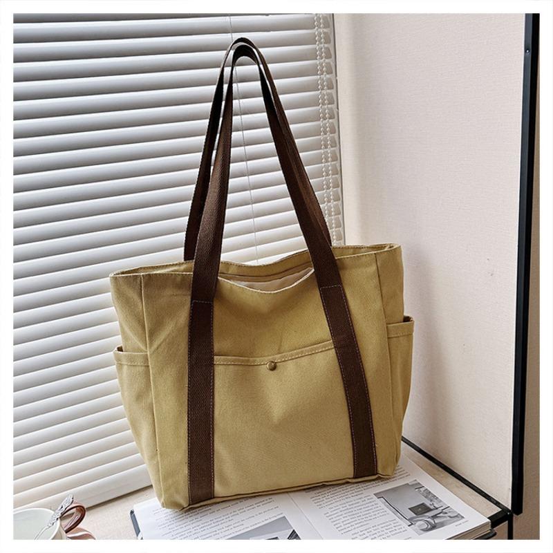 Large Capacity Tote Canvas Bag Work Commute High Aesthetic Versatile Artistic Student Book Shoulder Bag