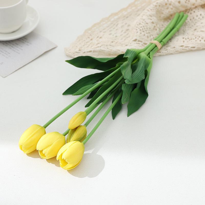 Soft Rubber Tulip Artificial Flowers for Home & Wedding Décor, Photo Props, Bouquet