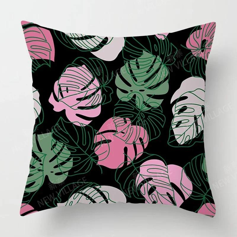 Nordic Fall Home Decor Autumn Throw Pillow Case Sofa Cushion Cover Modern 45x45cm 45*45 50x50 60x60cm 40*40cm Leaf Plant Green