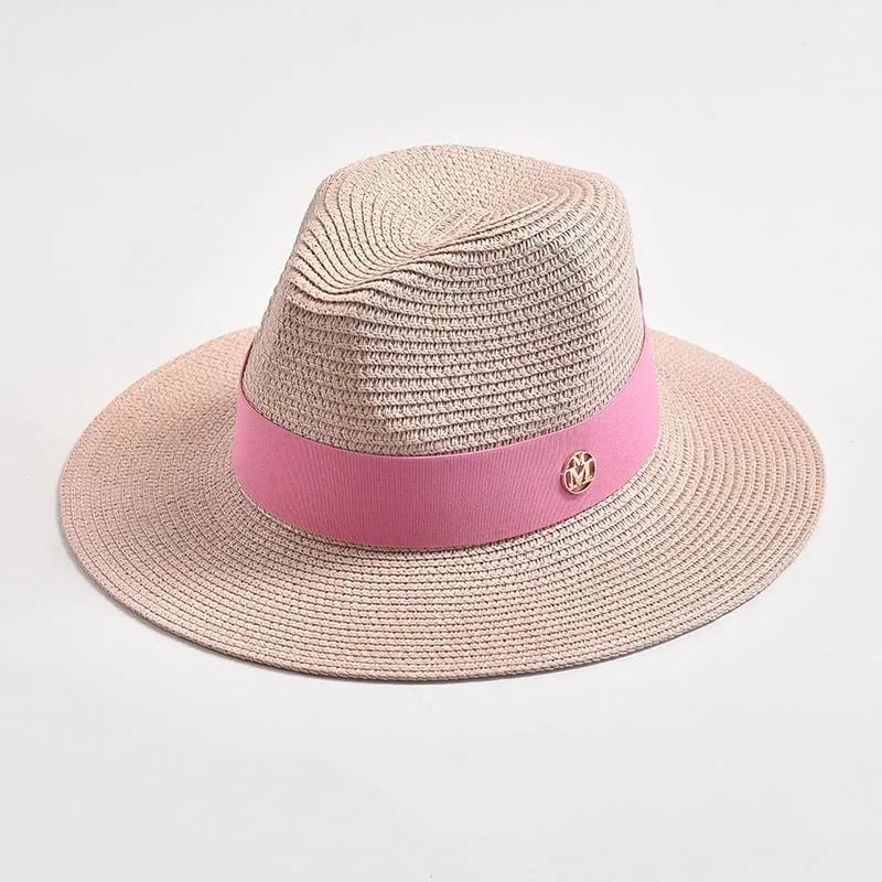 Summer Wide Brim Uv Protection Straw Hat Foldable Beach Sun Hat For Women Men Elegant Ribbon Design Fashion Travel Luxury