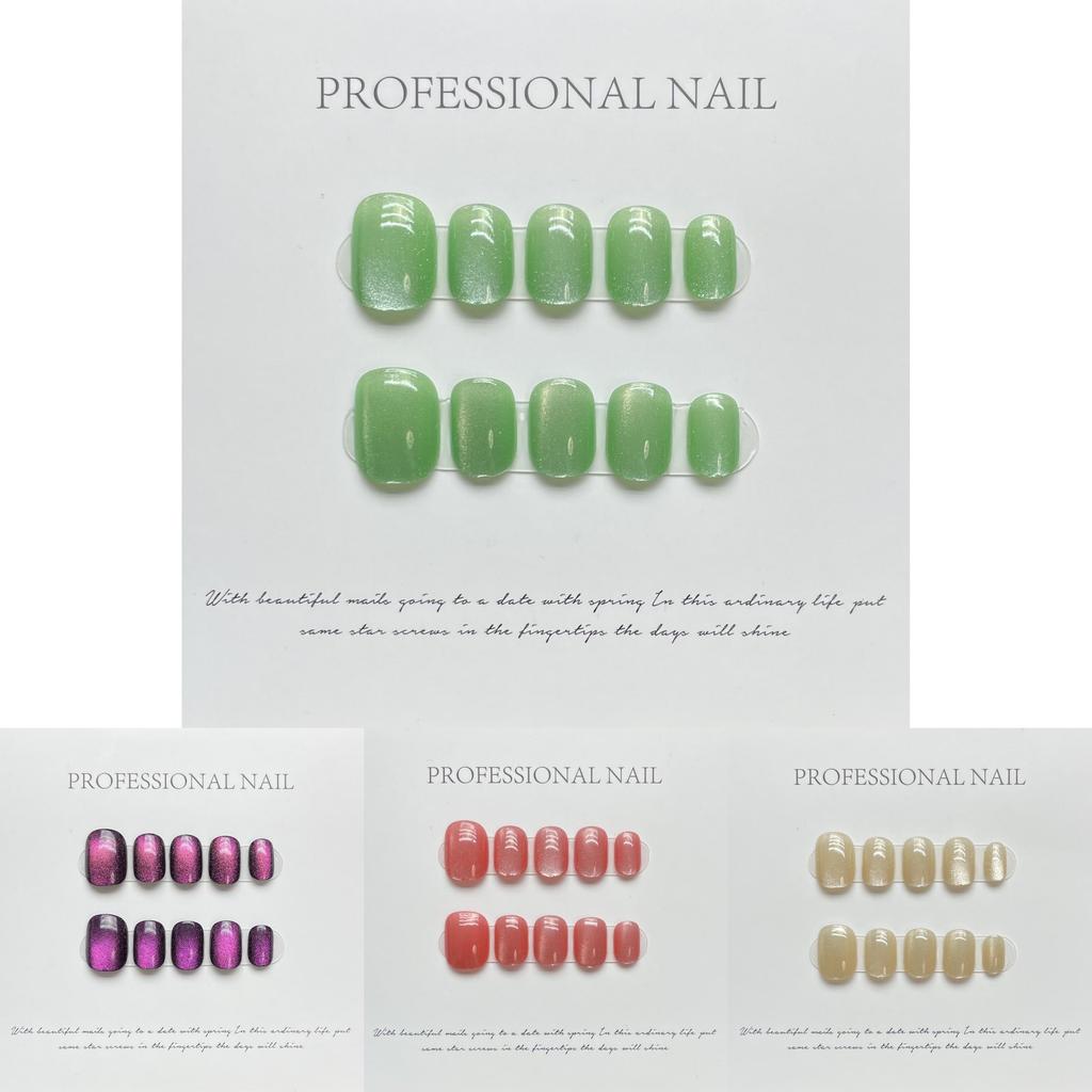 Handcrafted Short Cat Eye Nail Art Rainbow Colors Xs/s/m Sizes