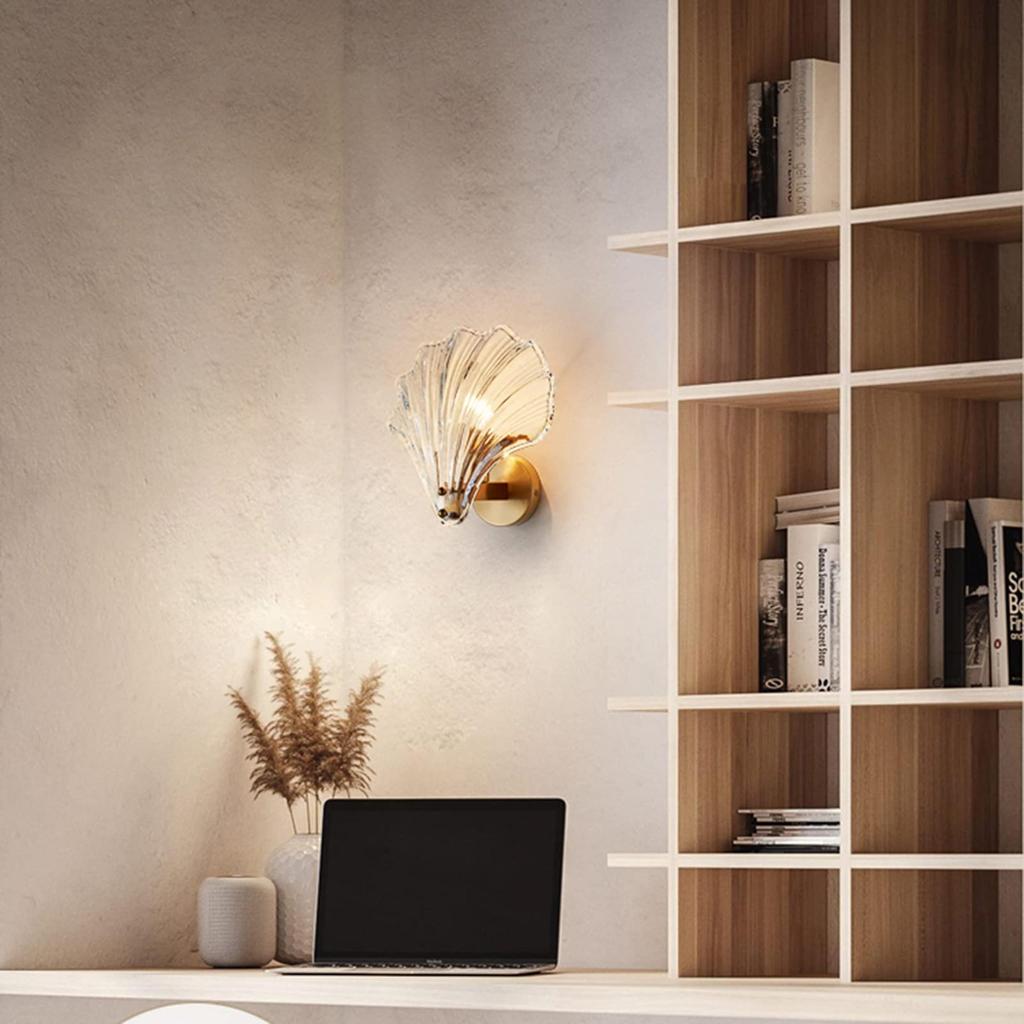 LWL Wall Light, Single Light, Simple Wall Lamp, Modern Glass Seashell Wall Light, Wall-Mounted Lighting Fixture, Interior Lighting Fixture for