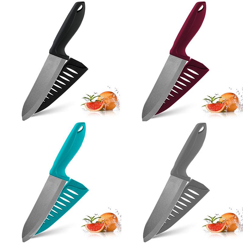 Ceramic Knife 3 4 5 6 Inch Sharp Kitchen Chef Knives Utility Slicer Paring Serrated Bread Meat Cleaver with Sheaths Black Blade
