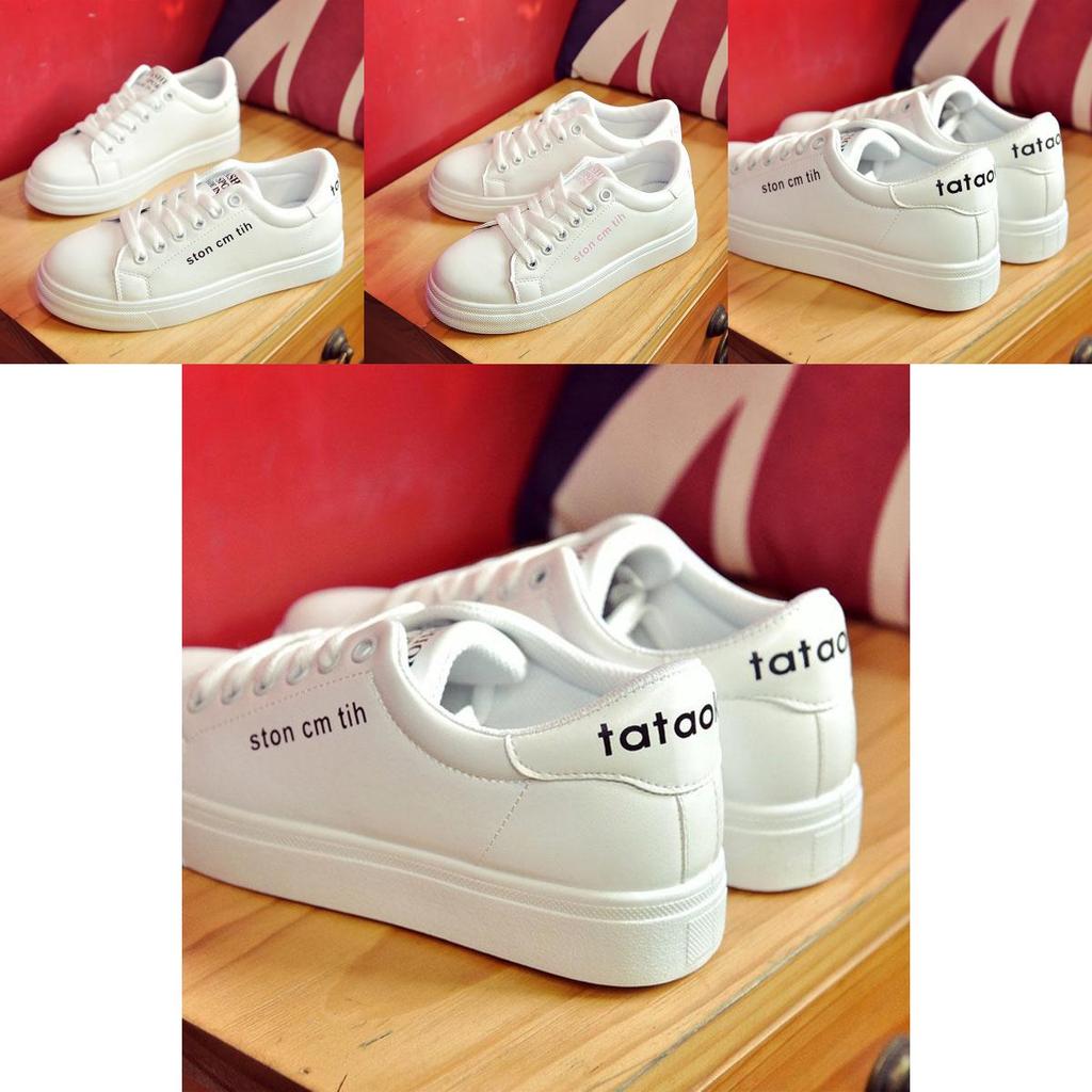 Timeless White Korean Female Flat Leather Sneaker For Sports And Students