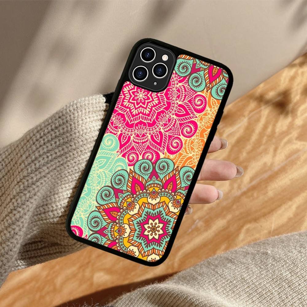 Mandala Painting PC+TPU Phone Case For iPhone 17 16 15 14 PRO MAX 11 12 13 PLUS MINI Cover