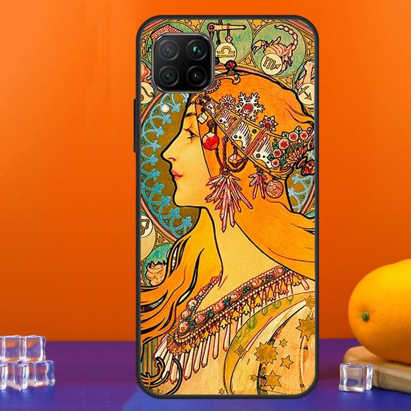 Vintage Alphonse Mucha Art For Huawei Nova 12s 12i 11i 8i 9 10 SE Y91 Y90 Y60 Y70 Y72 Y61 P20 P40 Lite P30 P60 Pro Case