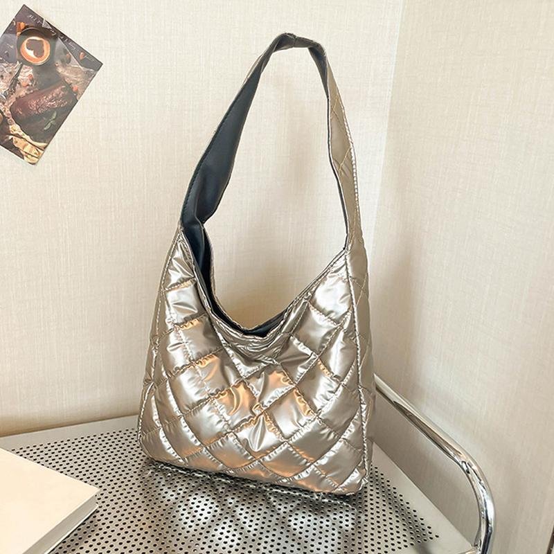 Pufferskulderveske for kvinner Dundynebomullspolstret totebag Boblehåndveske Lommebok Stor shopperbag