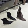 French retro pointed stiletto short boots women's 2025 autumn and winter new fashion versatile temperament thin fashion boots tide