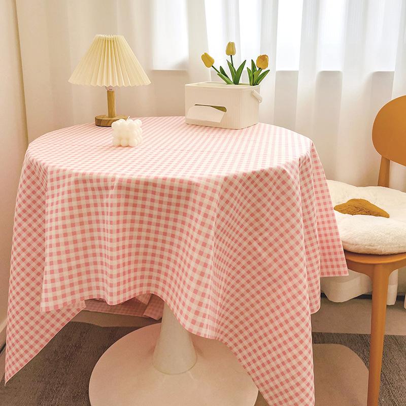 Plaid Tablecloth Girl Heart Round Table Tablecloth Dustproof Dining Table Cloth Coffee Table Mat Spread Cloth