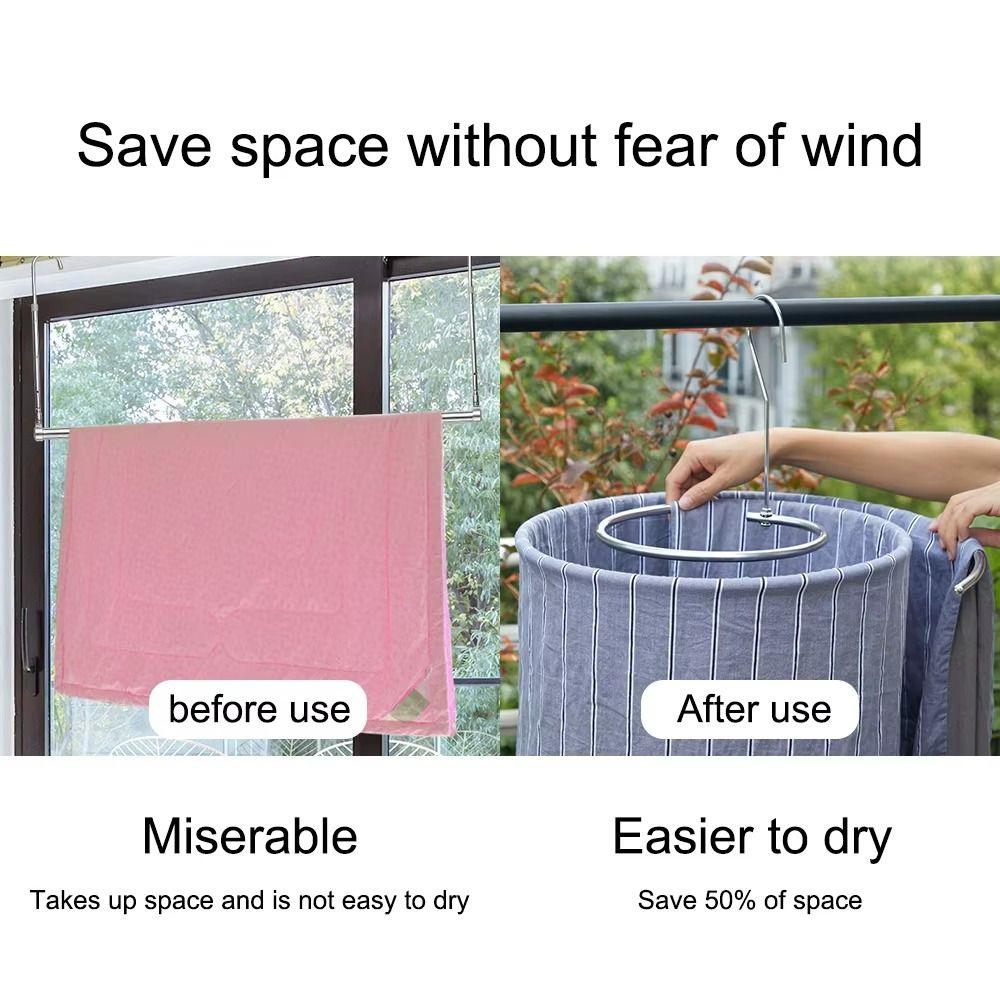 Round Quilt Sheet Hanger Stainless Steel Spirals Clothes Pole Spirals Drying Rack  Drying Bed Sheet