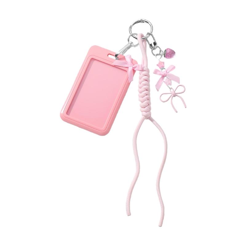 Korean Popular Photocard Holder ID Badge Holder with Keychain Hard Shell Protective Photo Sleeve ID Cards Holder Pendant розовый