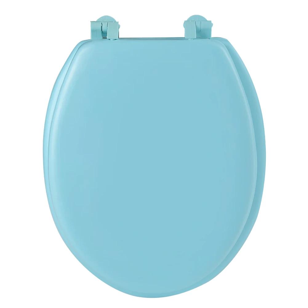 

Comfortable Round Soft Close Toilet Seat with Quick Release Cushioned Lid Cover for Standard Bathrooms синій