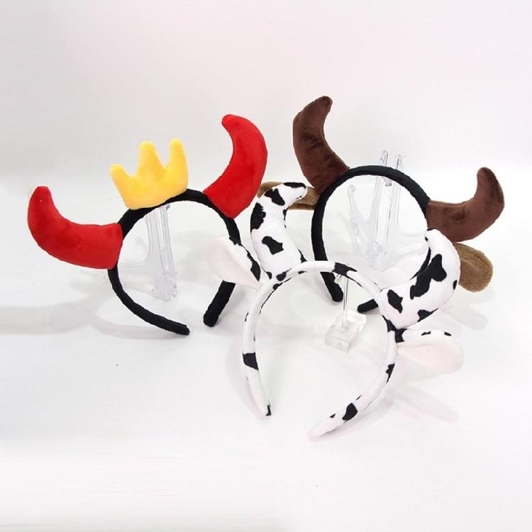 Women Hairbands Festive Cow Horn Birthday Party Photo Booth Props for Girl