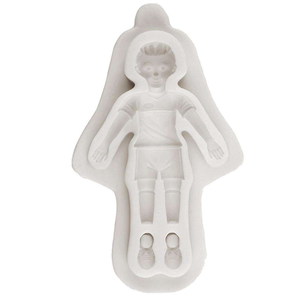 Moldes de Silicone Jogador de Futebol Jogador de Futebol Chuteiras Molde de Fondant Ferramentas para Decoração de Bolo Topper de Cupcake Doce Chocolate Molde de Pasta de Goma