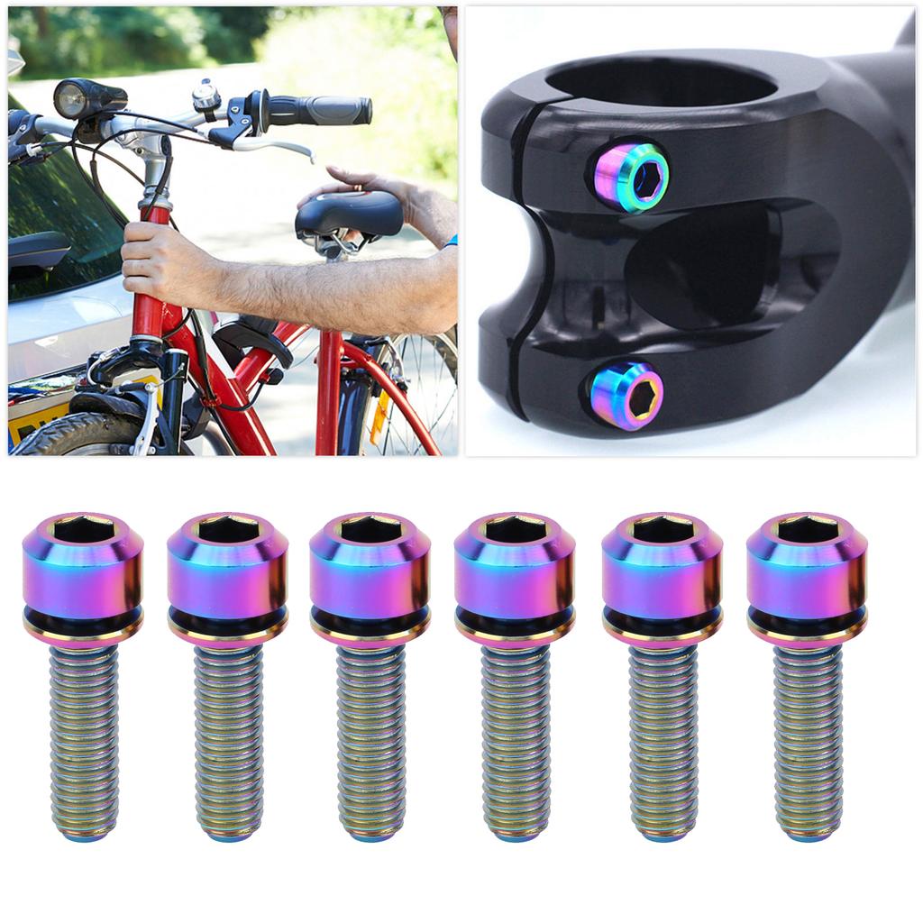 6 Stück tragbar für M5x18 Titanlegierung Mountainbike Rennrad Vorbau-Schraube Hohe Festigkeit bunt