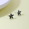 Boucles d'oreilles Studs Mode Coréenne Fleur Noire pour Femmes - Boucles d'oreilles Élégantes, Polyvalentes et Simples