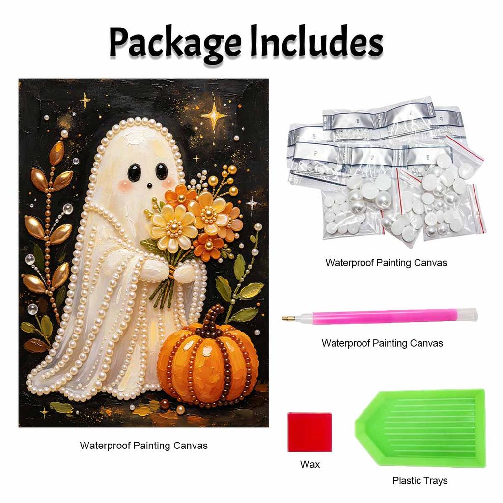 Halloween Pearl Painting Art Kit Ghost Floral Pumpkin Handmade Diy Home Decorations
