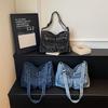 Vintage Large Capacity Denim Messenger Bag Women's Shoulder Crossbody Bag