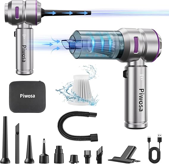 Handheld Vacuum Cordless, Car Vacuum Cleaner with Brushless Motor, Strong Suction Vacuum & Compressed Air Dusters with LED Light