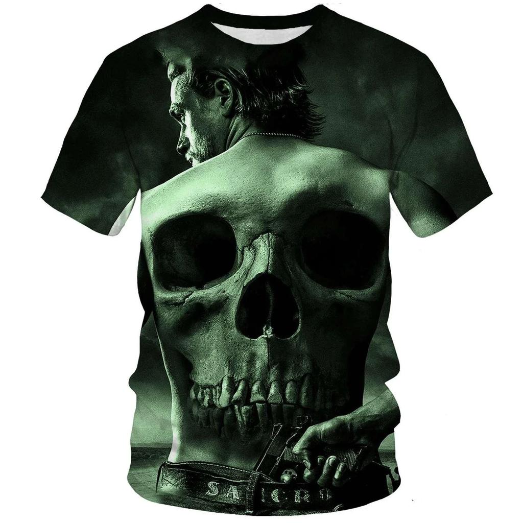 3D Sons of Anarchy TV Series Graphic Printed T-shirts Casual Short Sleeved Men's T-shirts - Soft Medium Stretch Fabric Summer Relaxed Fit Clothing