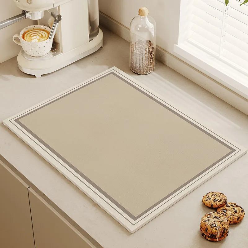 Tableware Drying Mat Soft Drain Pad Non-slip Super Absorbent Wear-resistant Coffee Machine Mat Kitchen Table Courtyard Decor