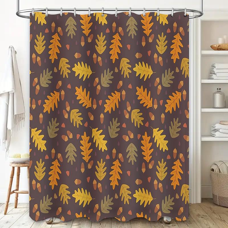 Zasłona Prysznicowa Wzór Liści Botanicznych Wodoodporna Dekoracja Łazienki Styl Rustykalny Wiejski Tkanina Tematyczna Tło do Spa