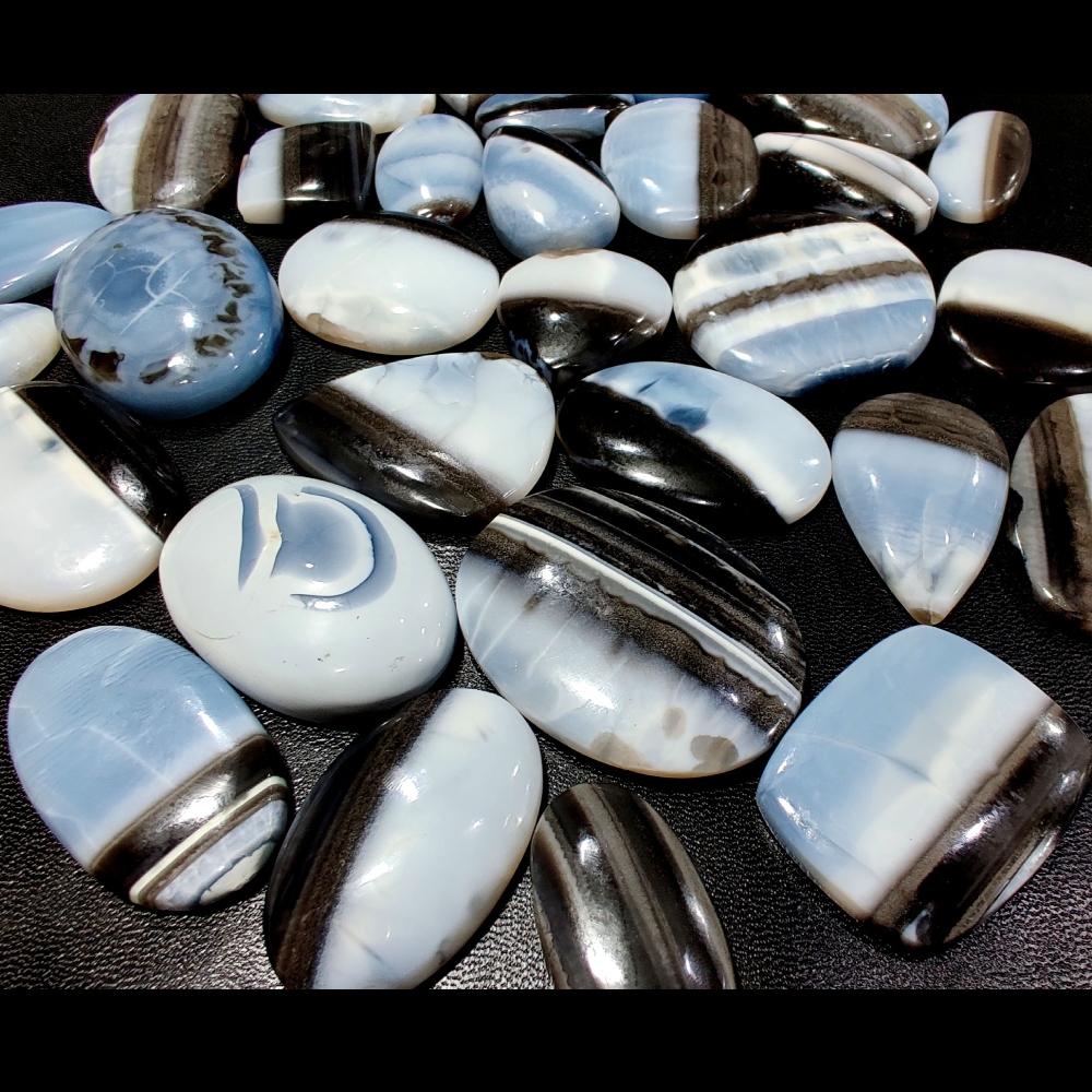 Natural Blue Opal Cabochon, Blue Opal Cabs Gemstone, Loose Gemstone Lot, Mix Shape And All Size Cabochon.