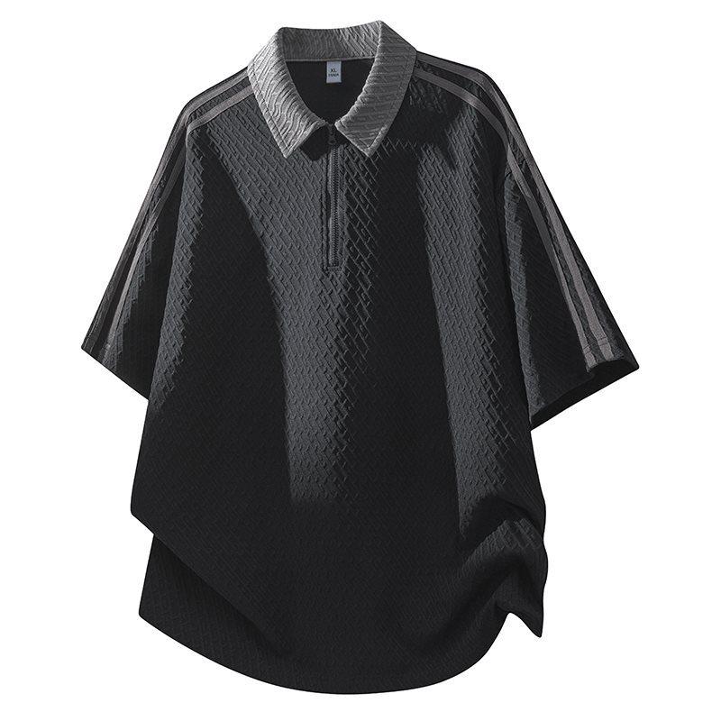 

Men s 2026 Summer Jacquard Short Sleeve Tee - Cool, Breathable, Versatile Trend S