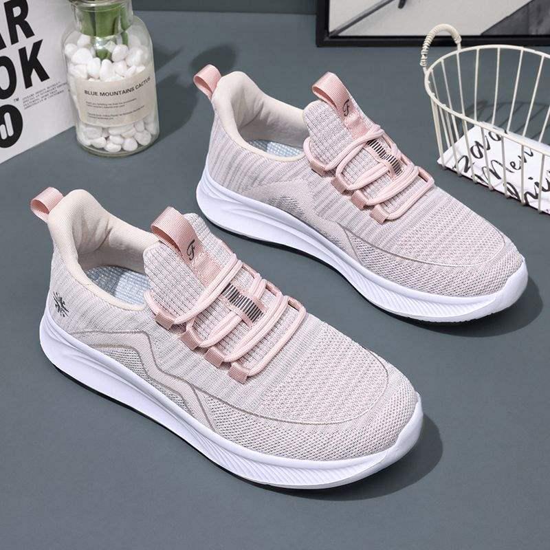 2025 Spring/Summer Women's Non-Slip Soft Sole Flyknit Walking Shoes for Middle-Aged and Elderly