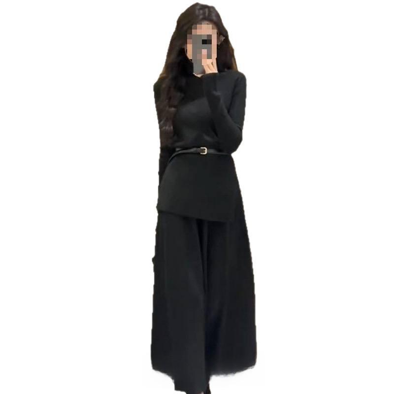 Womens Knit Sweater Dress Set With Ice Silk Fabric For Autumn Winter Casual Wear