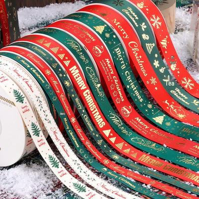 New Christmas Flower Packaging: Ribbon Bouquet with Hot Stamped, Colored Webbing for Floral Art