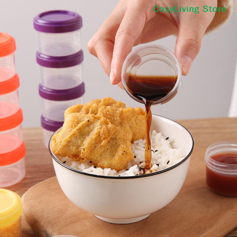 4Pcs 35ml Salad Dressing Containers With Lid To Go Plastic Twist Top Sauce Condiment Container Lunch Box Accessories