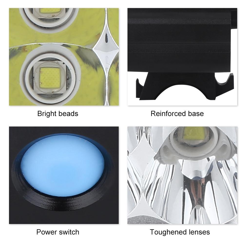 Bike LED Bright Front Lamp Rechargeable Bicycle Head Light with 6 X 18650 Battery
