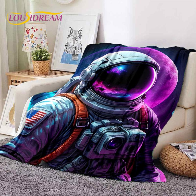 Astronaut Dream Universe Spaceman 3D Outer Space Cartoon Soft Blankets,Throw Blanket for Picnic Beds Home Bedroom Cover Kid Gift