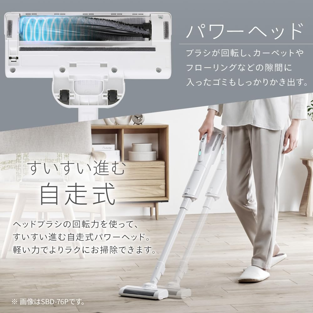 IRIS OHYAMA Cordless Vacuum Cleaner, Ultra-Thin and Lightweight, Handheld, Paper Bag, Stick Vacuum, Lightweight 1.6kg, Rechargeable, SBD-76P-W, White