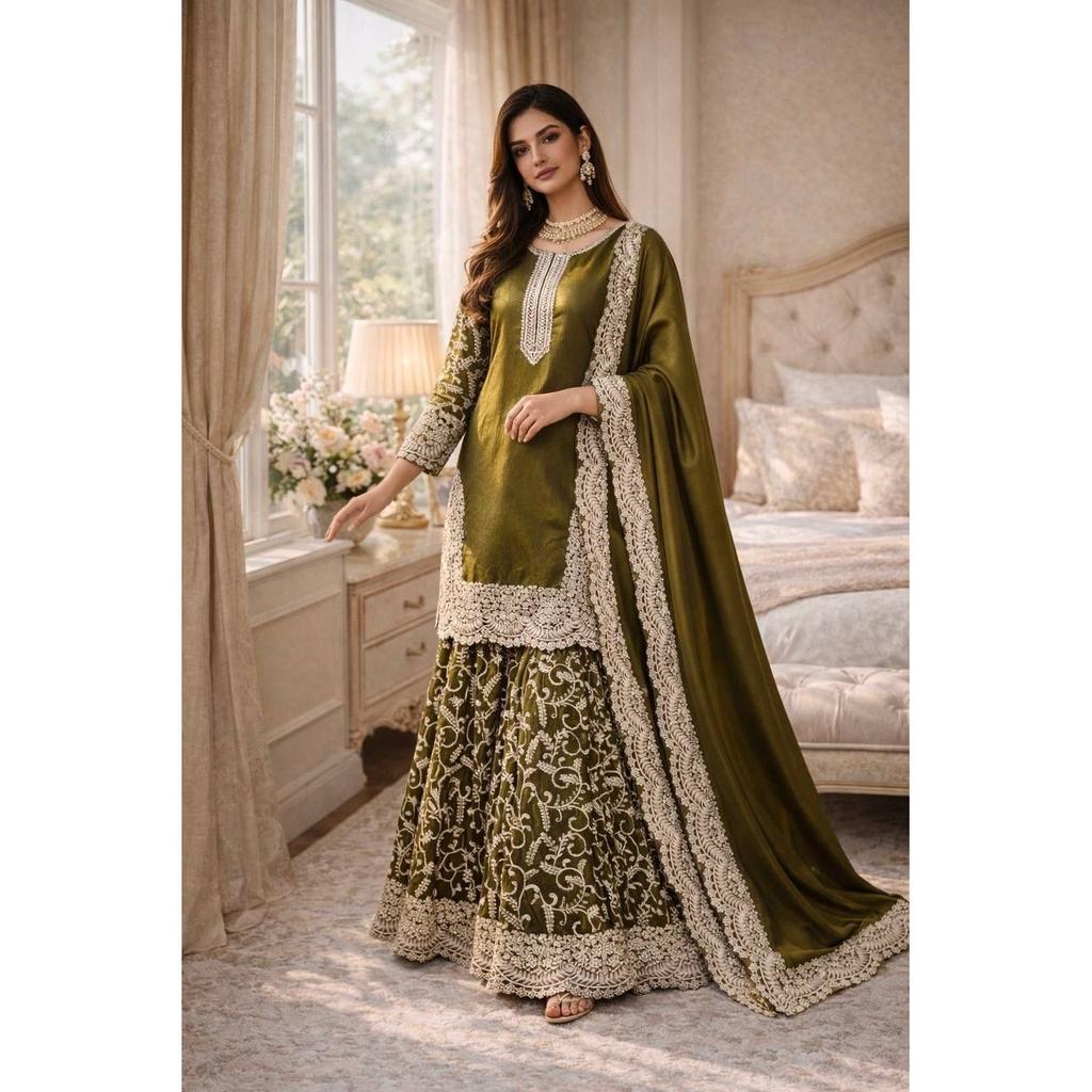 Indian Paksiatni Ethnic Salwar Kameez Bollywood Wedding Party Wear Sharara Suit