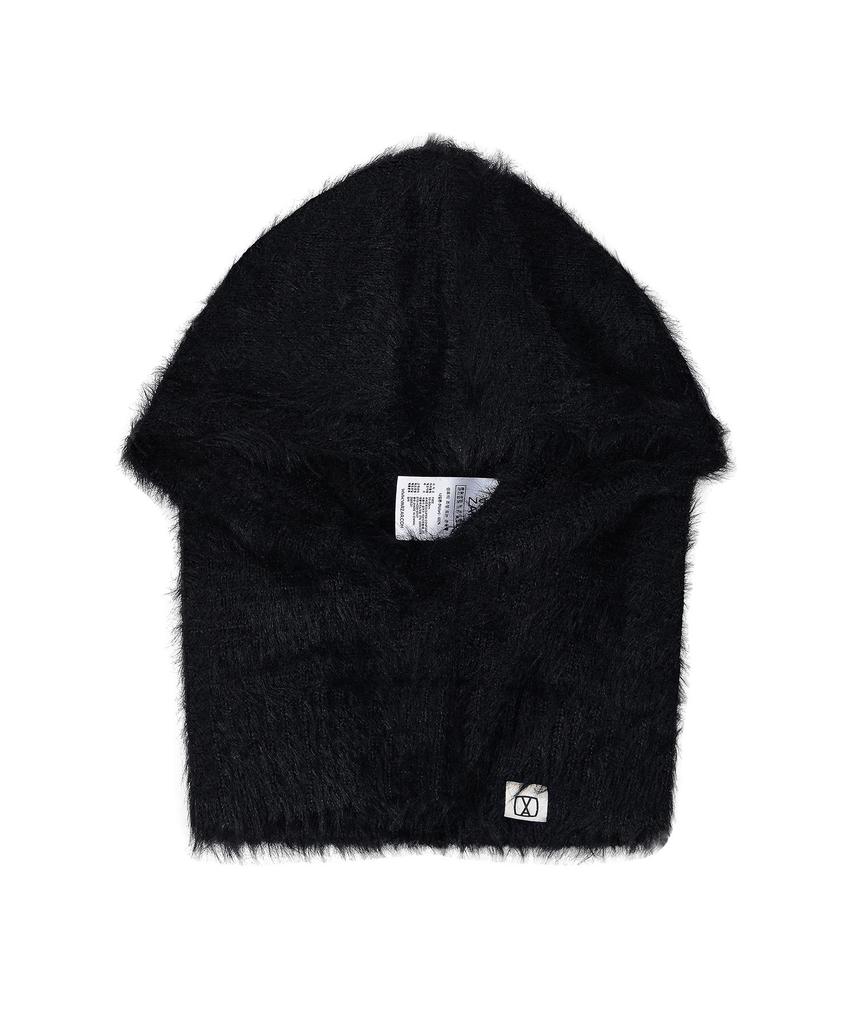 Bajal Va Square Label Hairy Balaclava Black