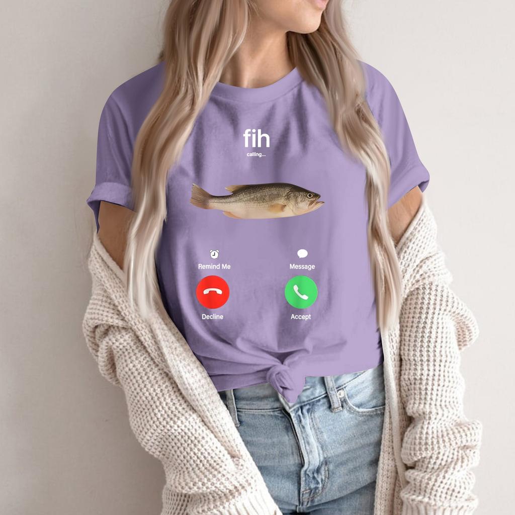 Women's Round Neck Printed Short-sleeved T-shirt Top