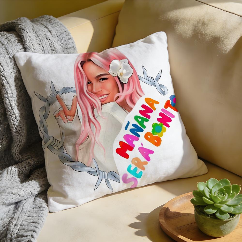 Cushion Cover Washed Linen Soft Breathable Decorative Case Sofa Home Pillow cover Singer KKarol G Funny MManana Sera Bonito