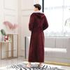 Couples Winter Lengthened Bathrobe Splicing Home Clothes Long Sleeved Robe Coat
