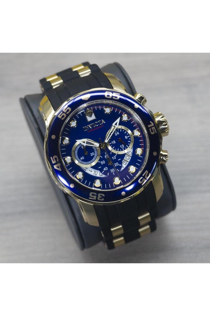 Klocka Pro Diver Quartz 48 mm fodral Guld Svart Rostfritt stål Polyuretanrem Blå Urtavla 6983 [Invicta] Herr [Artikel]